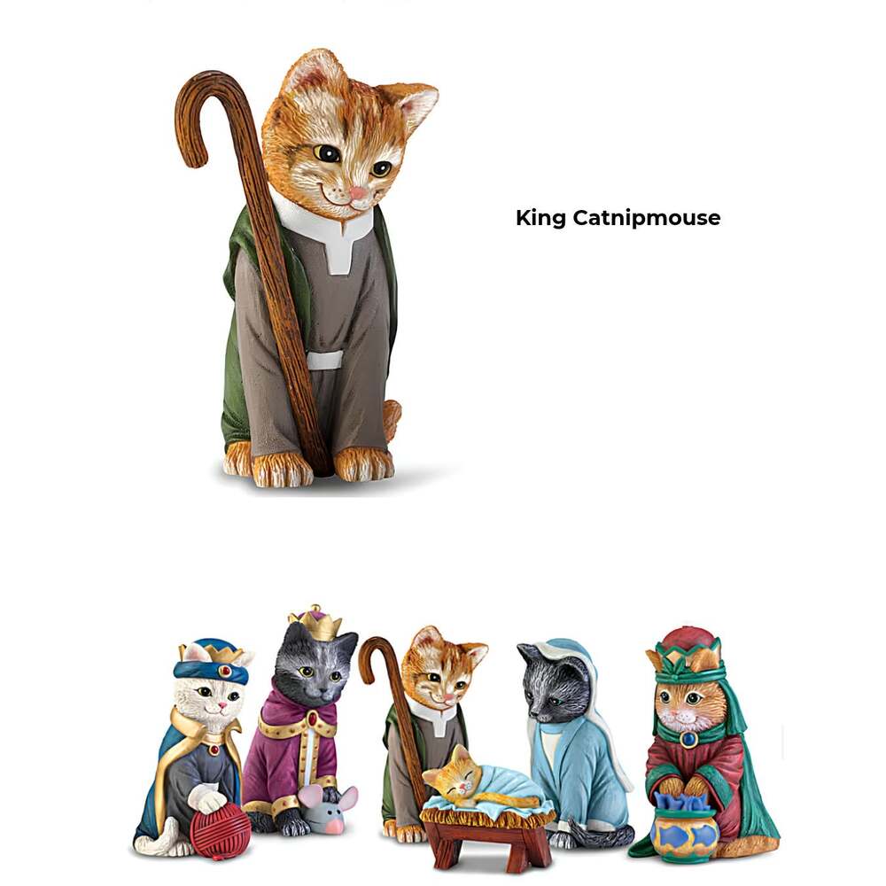 The PURR-fect Christmas Pageant Nativity Figurine - KING CATNIPMOUSE